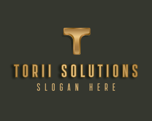 Metallic Luxury Letter T logo design