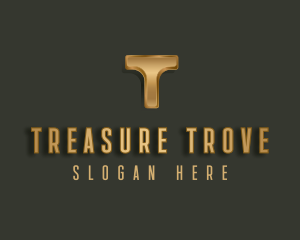 Metallic Luxury Letter T logo design