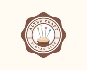 Sewing Pin Needle Cushion logo design