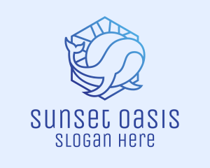 Blue Whale Sunset  logo design