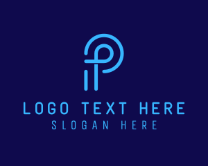 Telecommunication - Digital Tech Letter P logo design