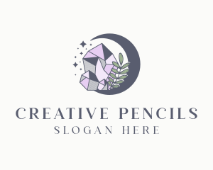 Crystal Moon Gemstone logo design