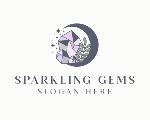 Crystal Moon Gemstone logo design