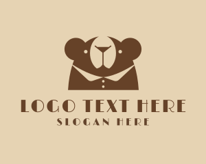 Character - Cocktail Bear Waiter logo design