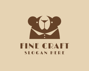 Cocktail Bear Waiter logo design