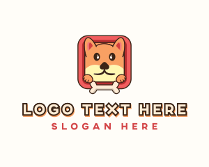 Brown Puppy - Cartoon Shiba Inu Dog logo design