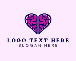 Intelligent - Heart Brain Doodle logo design