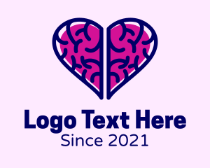 Intelligent - Heart Brain Doodle logo design