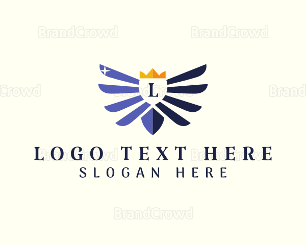 Crown Regal Wings Shield Logo