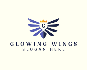 Crown Regal Wings Shield logo design