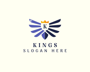 Crown Regal Wings Shield logo design