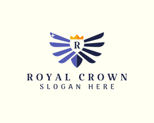 Crown Regal Wings Shield logo design