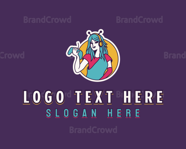 Woman Game Streamer Logo