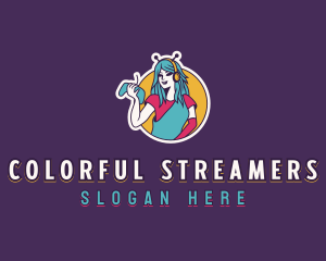 Woman Game Streamer logo design