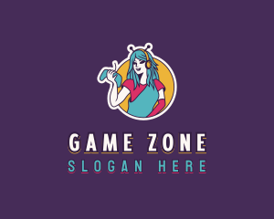 Woman Game Streamer logo design