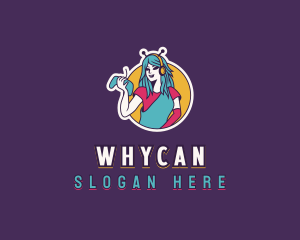 Video Game - Woman Game Streamer logo design