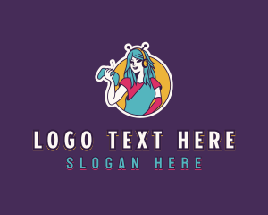 Girl - Woman Game Streamer logo design