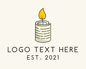 Scented Candle - Paper Candle Flame logo design