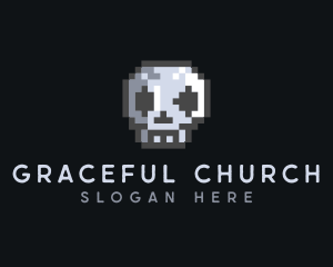 Arcade - Skull Pixelated Gamer logo design