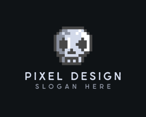 Skull Pixelated Gamer logo design