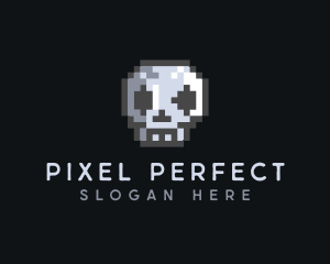 Skull Pixelated Gamer logo design