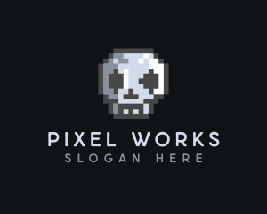 Pixel - Skull Pixelated Gamer logo design