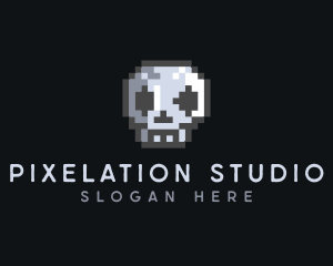 Skull Pixelated Gamer logo design