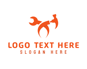 Orange Orange - Wrench Hammer Letter X logo design