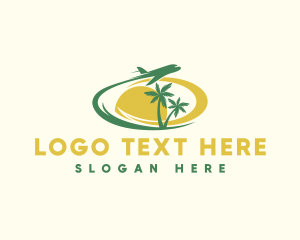 Island - Beach Resort Travel Airplane logo design