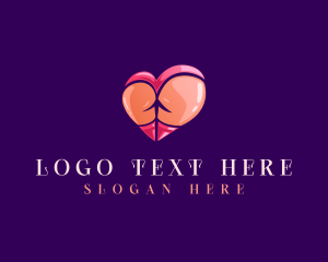 Waxing - Sexy Butt Heart logo design