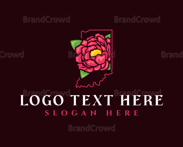 Indiana Peony Flower Logo