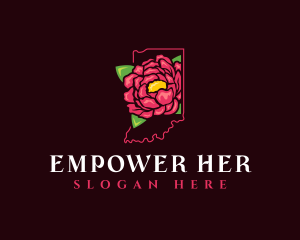 Indiana Peony Flower Logo