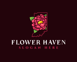 Indiana Peony Flower logo design