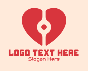 Dating App - Digital Red Heart logo design