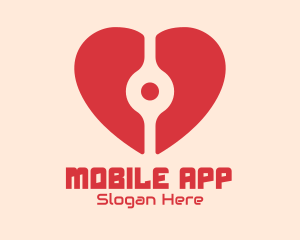 Dating App - Digital Red Heart logo design