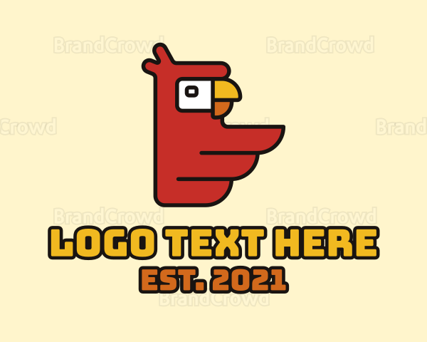 Red Geometric Parrot Logo