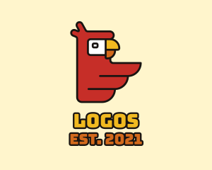 Pet - Red Geometric Parrot logo design