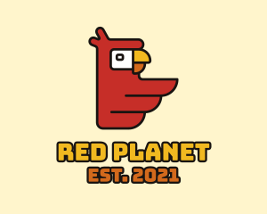 Red Geometric Parrot  logo design