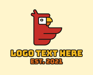 Cockatoo - Red Geometric Parrot logo design