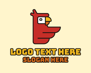 Red Geometric Parrot  Logo