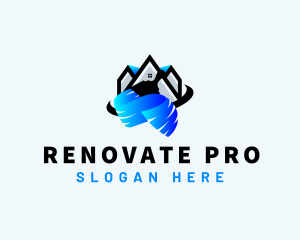 Paintbrush Paint Renovate logo design