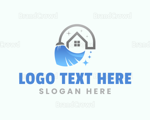 Housekeeper Home Broom Sweep Logo