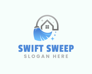 Housekeeper Home Broom Sweep logo design