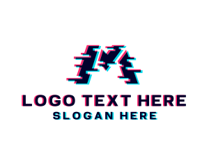 Online - Pixel Glitch Letter M logo design