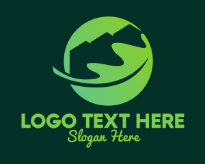 Property Developer - Green Eco Home Roof Leaf logo design