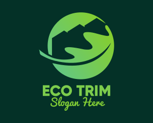 Green Eco Home Roof Leaf logo design