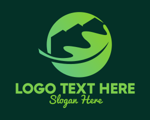 Garden - Green Eco Home Roof Leaf logo design