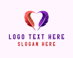 Quill - Heart Feather Blogger logo design