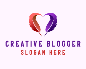 Blogger - Heart Feather Blogger logo design