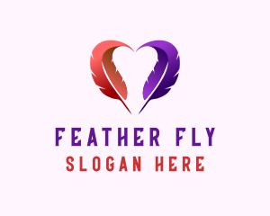 Heart Feather Blogger logo design